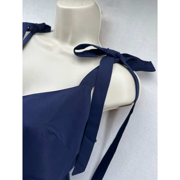 Sachin & Babi Elanor Dress Size 2 Navy Bow Tie Straps Taffeta Formal Evening - Picture 6 of 14